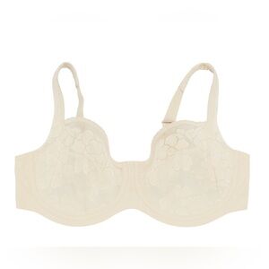 Chantelle Sheer Lace Underwire Bra Nude Floral Unlined 36DDD 95F Made in France